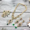 مجموعات مجوهرات الزفاف Sunspicems Gold Color Morocan Bride Mets for Women Caftan Brooch Conclace Necklace Set Algeria Flower Pendant Necklace 230228