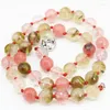 Łańcuchy uroków kryształowy naszyjnik dla kobiet różowy kwarcowy arbuz Kamień 8 mm 10 mm 12 mm fasetowany okrągła elegancka biżuteria 18 -calowa B1020