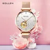 Armbandsur Sollen Women Watches Mechanical Watch Luxury Armband Wrist Wristwatch Elegant Ladies Automatic Clock Relogio Feminino