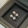 Stud Earrings Ladies Crystal Square Diamond Ring Geometric Water Drop With Rectangular Zircon 925 Sterling Silver Adjustable Jewelry