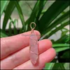 Auto-DVR-Charms, natürlicher Kristallstein, Reiki-Chakra, Drahtwickel, Mticolor, Rosenquarz, lila Amethyst, Punkt, sechseckiges Pendel, Drop-Lieferung, Juwelier Dhwoc