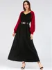 Casual klänningar plus storlek arabiska middöstmuslimsk klänning kvinnor lykta ärm v hals stor swing maxi kalkon islamiska kläder kimono caftan