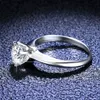 サイドストーン付きSterling Silver Solid Wedding Ring 6プロング05ct 1CT 2CTダイヤモンドエンゲージメントリング