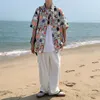 Men's Casual Shirts Mens T Shirts Beach Style Shirt Loose Casual Graphic Tshirts Full Print Harajuku Vintage Korean Fashion Tops Turn Down Collar Z0224