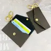 Designer Credit Card Holder Keychains Brown Flower Coin Purses Pouch Wallet Key Chains Jewelry Fashion Women Envelope Bag Pendants Charm Keyrings Accessories