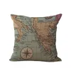 Classic Linen Cotton Throw Pillow Case 45cm Map Tree Fruit Crown Animal Pattern Square Cushion Cover Pillowcase Sofa Bed Home Decor
