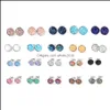 Stud Resin Stainless Steel Earings Drusy Druzy Earrings Jewelry Women Party Gift Dress Candy Colors Drop Delivery Dhyhk