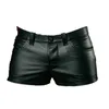 Herr shorts solid färg casual s korta pu läder byxor vår sommar mode punk stil svart för 230228