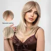 Synthetic Wigs Easihair Medium Length Synthetic Wigs for Women Layered Blonde with Bangs Cosplay Shoulder Heat Resistant Wig 230227