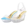 Sandals Fashion Women Shoes Catwalk Pole Dance Crystal Bottom Design Plus Size Orean Slope 10CM Nightclub High Heels