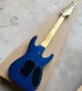 Guitare électrique bleue à 7 cordes pour gaucher, avec placage d'érable matelassé, Floyd Rose, logo personnalisé, couleur disponible