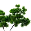 Decorative Flowers 2pc 40cm Single Big Pine Green Branch Simulation Leaves Plant Welcoming Bonsai Accessories Home Decoration