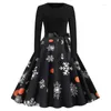 Casual Dresses Christmas Dress Long Sleeves Carnival Ladies Beautiful Skirts Retro Robes Women Elegant DressCasual