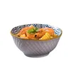 Skålar japansk stil 5-tums åttkantig skål keramik tabell kinesisk ramen blå och vit porslin