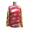 Women's Hoodies 2023 Women Casual Tie Dye Printing Crewneck Harajuku Sweatshirt Loose Streetwear Y2K Lange mouw plus size kleding