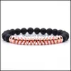 Beaded 10Pc/Set Natural Black Matte Mala 8Mm Stone Beads Bracelet Gifts For Men Women Handmade Jewelry Drop Delivery Bracelets Dhdqh