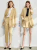 Womens Two Piece Pants Amii Minimalism Spring Female Office Lady Blazer Women Vneck Tanks Womens pants Female Shorts Sold Separately Blazers 12060909 230227