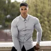 Männer Casual Hemden Männer Mode Lässig Langarm Solide Hemd Super Slim Fit Männlich Social Business Kleid Hemd Marke Männer fitness Sport Kleidung Z0224