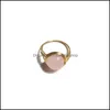 car dvr Solitaire Ring Wire Wrap Natural Stone Rings Lapis Lazi Amethysts Tiger Eye Opal Pink Crystal For Women Jewelry Drop Delivery Dh1X9