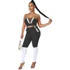 designer Bandage V Cut Straples Tube Top and Spliced Pencil Pants Womens Summer Two Piece Sets High Street Party Wear 9361