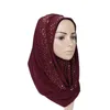 Scarves 2023 Women Long Gold Rhinestone Pearl Chiffon Muslim Hijab Turban Arab Shawl Wraps Headband Bufandas Sjaal 180 75cm