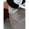 Skirts 2023 Spring Women Stripe Long Designer Style Elastic High Waist A-line Swing Midi