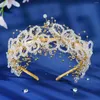 Hair Clips Luxury Korean Pearl Crystal Bridal Crowns Tiaras Headpieces Handmade Goddess Princess Party Hairbands Wedding Accessories