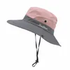 Breda randen hattar kvinnors hink hatt panama mode sol visor andas fiskare skydd mössa sommar strand hattswide vidbryggande