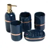 Bath Accessory Set Nordic Luxury Bathroom Supplies Dark Green Ceramic Brushing Cup Soap Bottle Toothbrush Holder Decoration Accessories