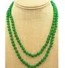 Kedjor modesmycken vackra 6 mm 38 "malaysia gröna jade pärlor ädelsten halsband