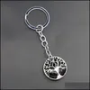 car dvr Keychains Lanyards Natural Stone Crystal Key Rings Handbag Holder Tree Of Life Hexagonal Column Pendum Amet Real Agates Tiger Eye Dheom