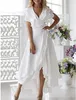 A-Line Mother of the Bride Dress 2023 Белые свадебные гостевые платья с высоким уровнем v Асимметричные шифоновые оборки расщепляются