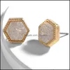 Charm Harts Alloy Geometric Diamond Crystal Natural Stone Kvinnliga örhängen smycken damer rostfritt stål kubiskt zirkonium 12 st.