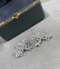 Stud Küpe Moda Kadınlar Üç Kelebek Armut Zirkon Küpe 925 STERLING Gümüş Kristal Hayvan Düğün Partisi Takı