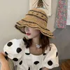 Breda brimhattar Sommar 2020 Ladies Bucket Hat Straw Crochet Foldbar Parent-Child Panama Straw Hat Children Female Sun Hat G230227