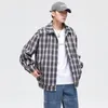 Men's Jackets Spring Plaid Blouses Male High Quality Korean Fashions Button Up Shirts Long Sleeve Vintage Man Clothing CasualMen's