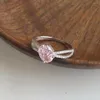 Cluster Rings WPB S925 Sterling Silver Women Flower Pink Diamond Ring Female Bright 8A Zircon Luxury Jewelry Girl's Holiday Gift