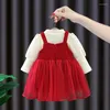 衣類セットベビーガール冬の服の衣装温かい子供プルーバートップ幼児の女の子のためのプリンセスドレススーツ1年誕生日