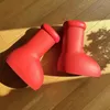 Botas de grife MSCHF Big Red boot Tamanho grande Astro boy cartoon boots Botas de chuva da moda sapatos de fantasia na vida real biqueira redonda lisa Mschf sapato de borracha confortável