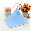 25*25cm Square Wipe Faces Towel Solid Color Children Towel Bamboo Fiber Wiping Hands Towels With Hook Absorbent Face Wash Rag TH0642