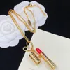 Luxury Design V Letter Necklace 18K Gold Plated Stainless Steel Necklaces Choker Chain Pendant Fashion Womens Wedding Jewelry 20 Style No Box