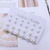 Women Earrings 12 Pair/Set Beige White Pearl Simple Fashion Earrings Wedding Jewelry For Gift Valentine's Day gift