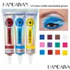 Eye Shadow Handaiyan 12 Colors Matte Neon Eyeshadow Cream High Pigment Easy To Apply Summer Yellow Pink Creams Drop Delivery Health Dhvwb