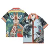 Men's Casual Shirts Men Clothing 2022 Summer New Retro Pattern Printing Men's Shirt Men's Trend Couple Shortsleeved Lapel Button Shirt Top Z0224