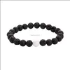 Beaded Natural Stone Armband Black Agate Amethyst Powder Crystal Green Dongling Men and Women Combination Suit Lovers flickvänner F DHVNR