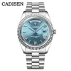 Armbanduhren CADISEN C8185 ICE BLUE Zifferblatt Saphirglas Uhren Männer Japan MIYOTA 8285 Movt Herren Mechanische Automatische Taucheruhr 230227