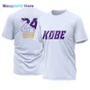 Мужские футболки мужская баскетбольная спортивная футболка 24# 3D Печать черная короткая рубашка тренда тренда повседневная рубашка круглая шея свободная футболка 0228H23