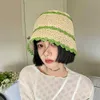 Wide Brim Hats Korean Summer Crocheted Straw Bucket Hat Women's Holiday Hollow Sun Hats Fisherman Cap Outdoor Trend Foldable Sun Caps Mujer G230227