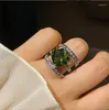 Кластерные кольца винтажные сладкие ленты открывают алмазное кольцо с тремя слоями линий зеленый указатель