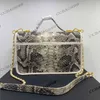 CC Bag Python Pattern Cowhide Shoulder Bag Leather Hardware Chain Handle Handbag Large Capacity Luxury Designer Outdoor Shopping Shoulder Bag Wallet 25x7x18cm 20O